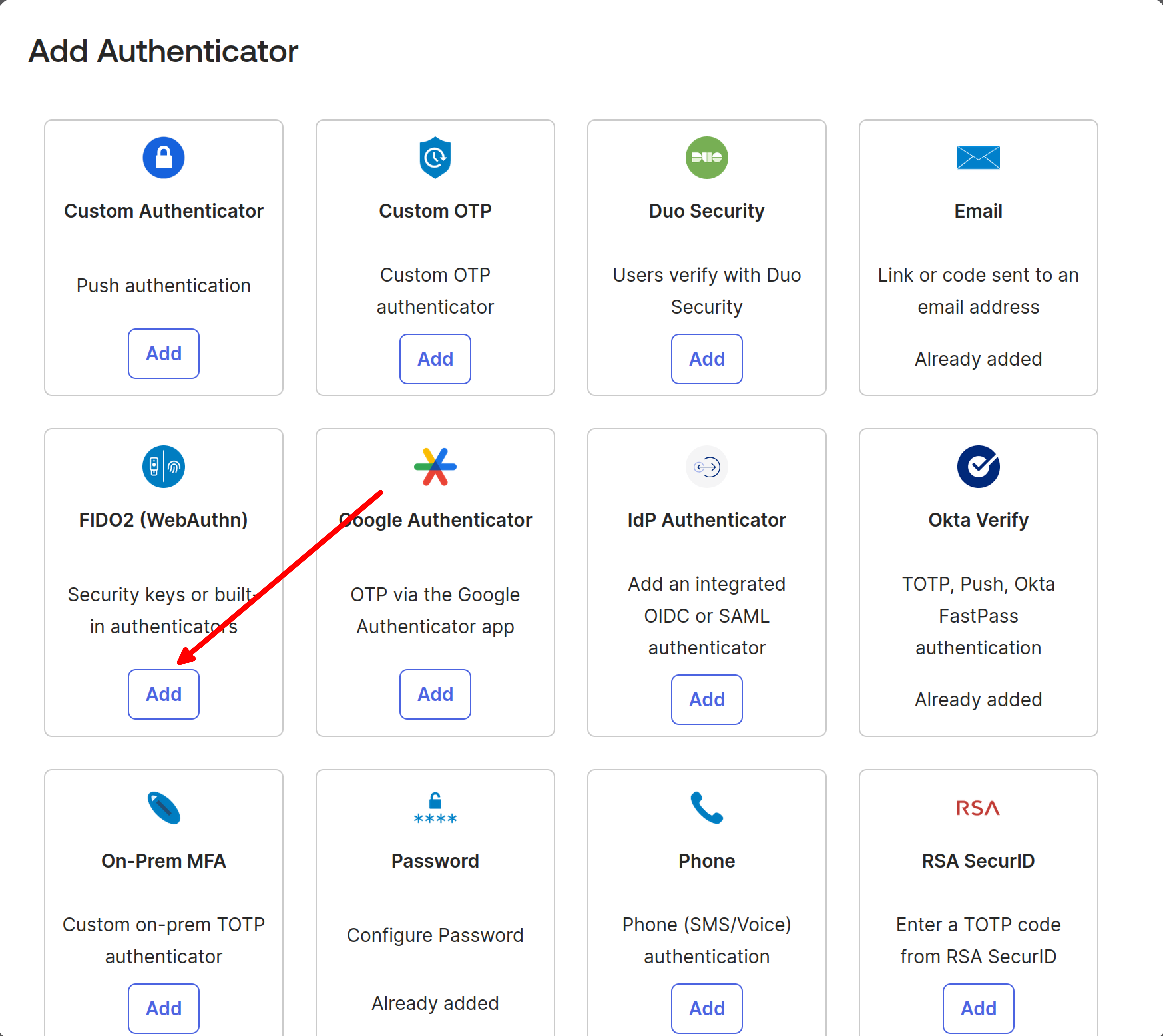 Okta - Select FIDO2 Authenticator