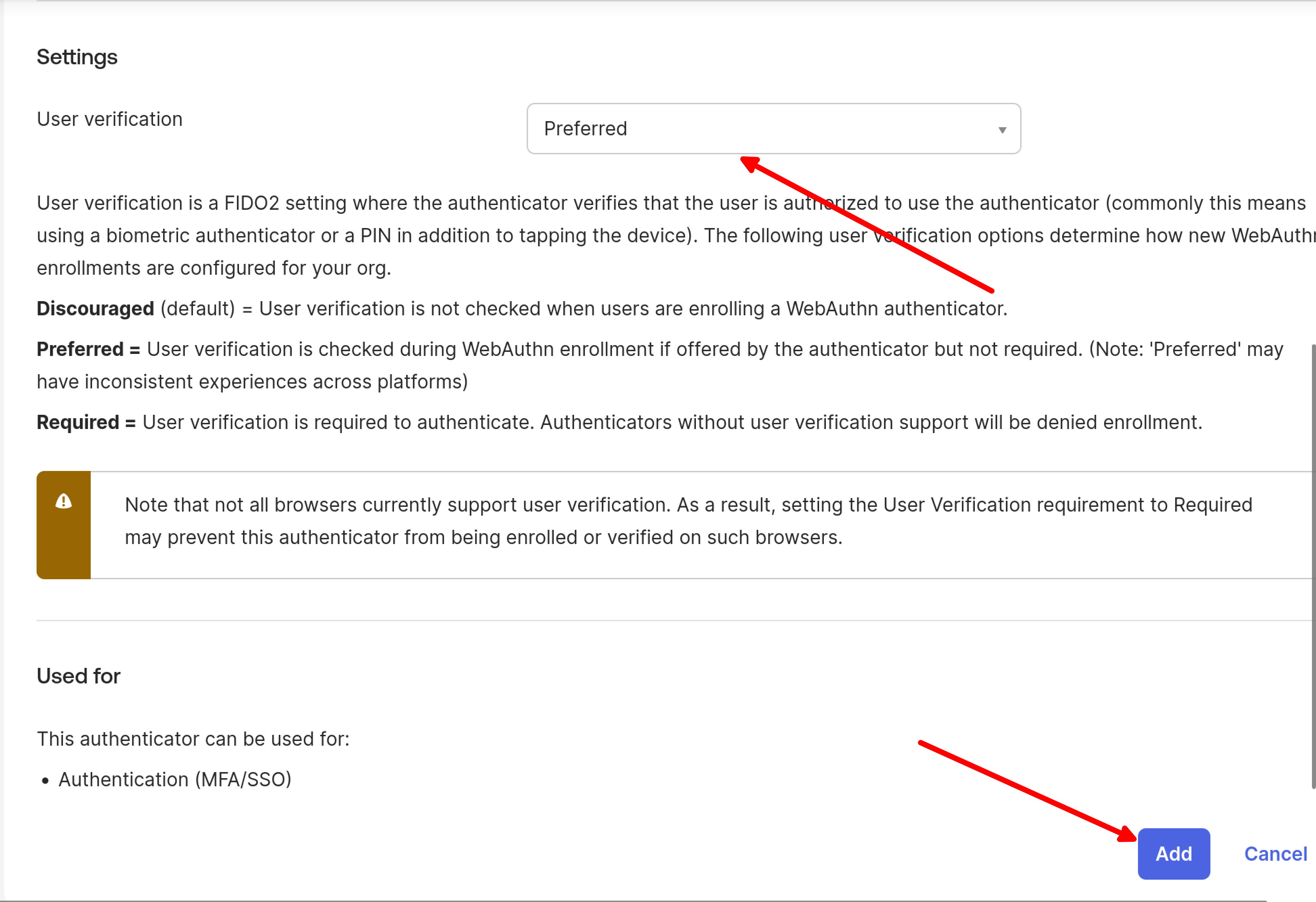 Okta - Configure FIDO2 Authenticator
