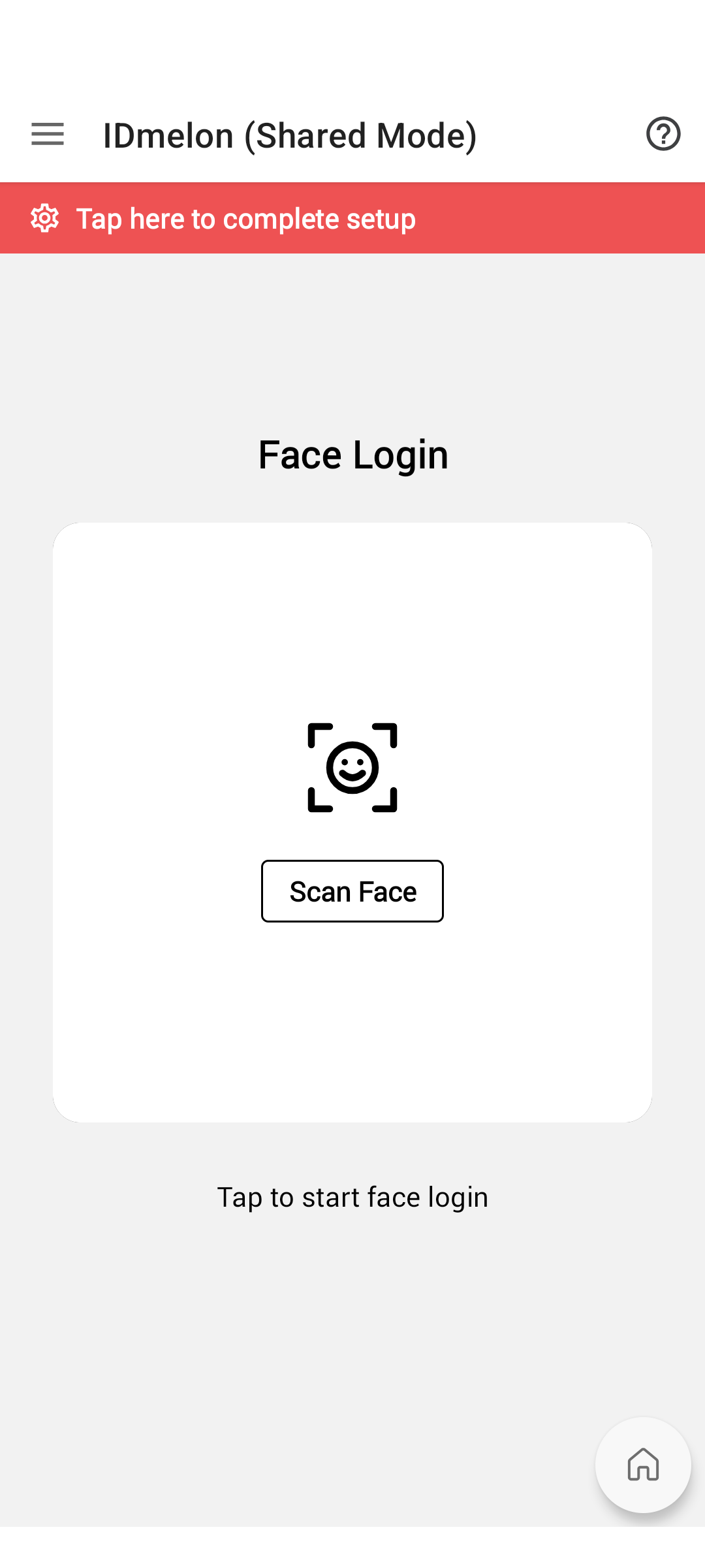 IDmelon Authenticator in shared mode, showing the Face Login screen