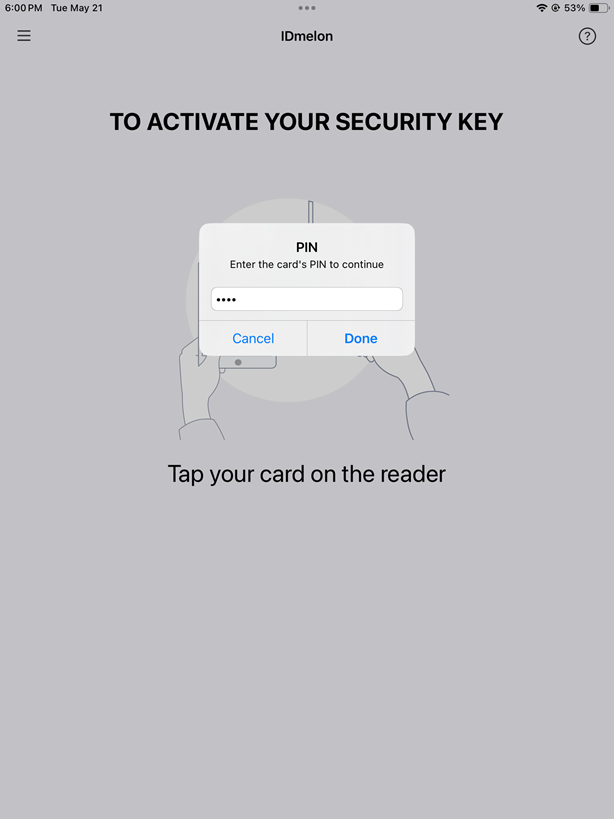 Entering a PIN