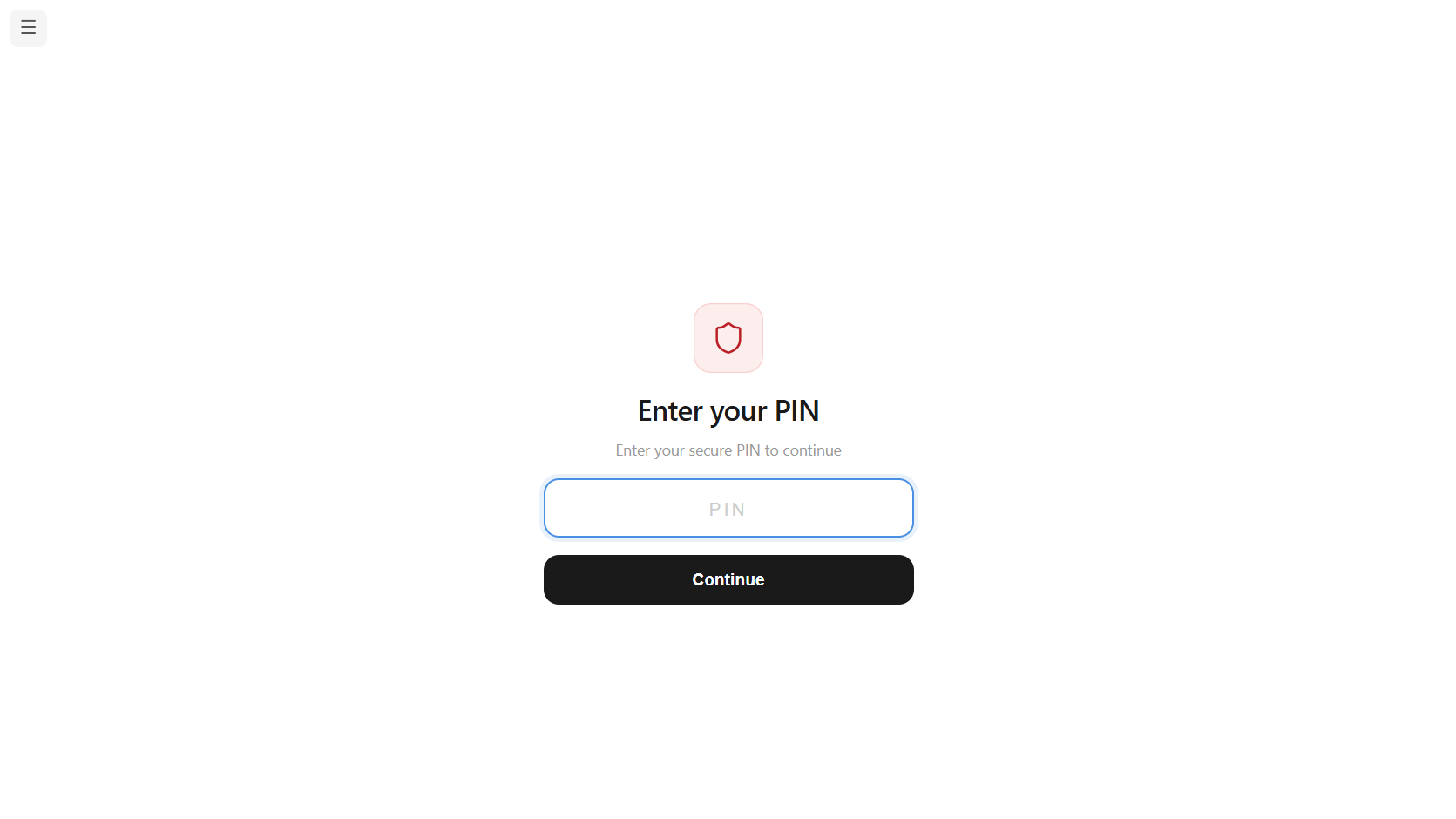 Enter PIN Screen