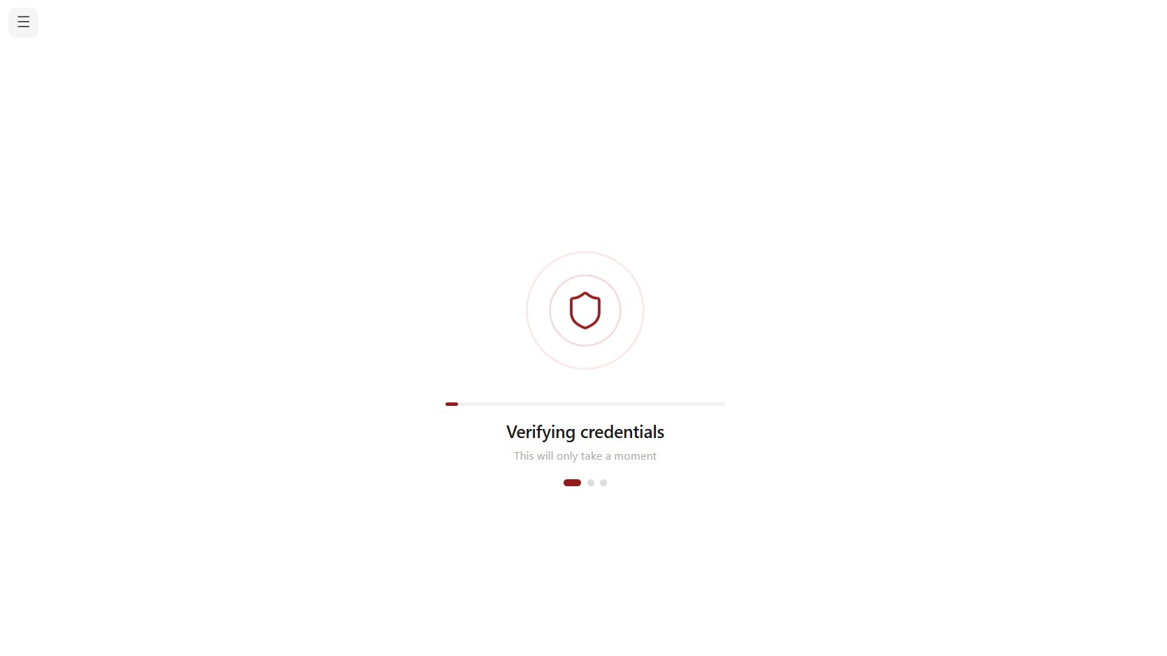 Loading Screen - Verifying Credentials