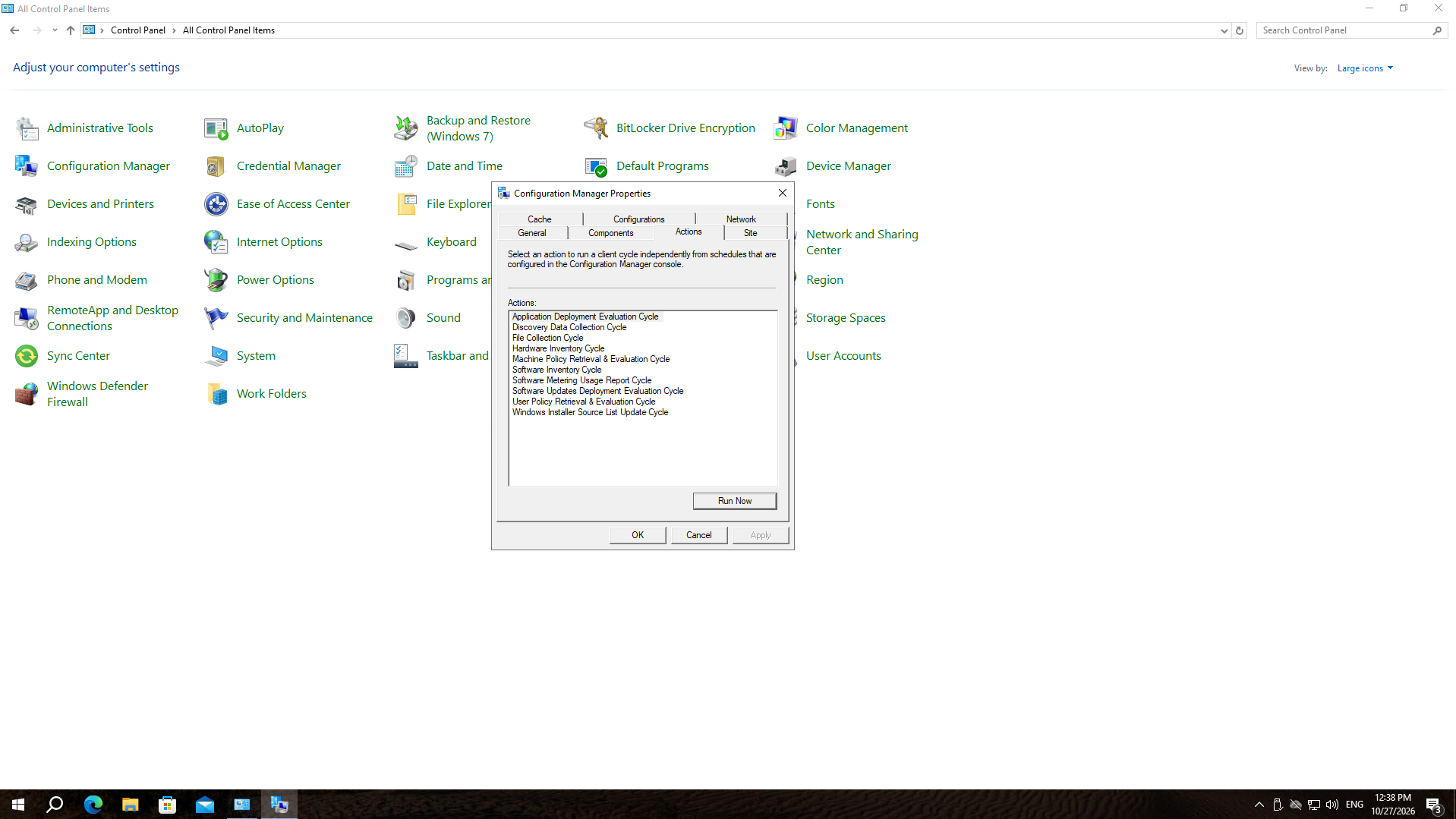Configuration Manager client actions