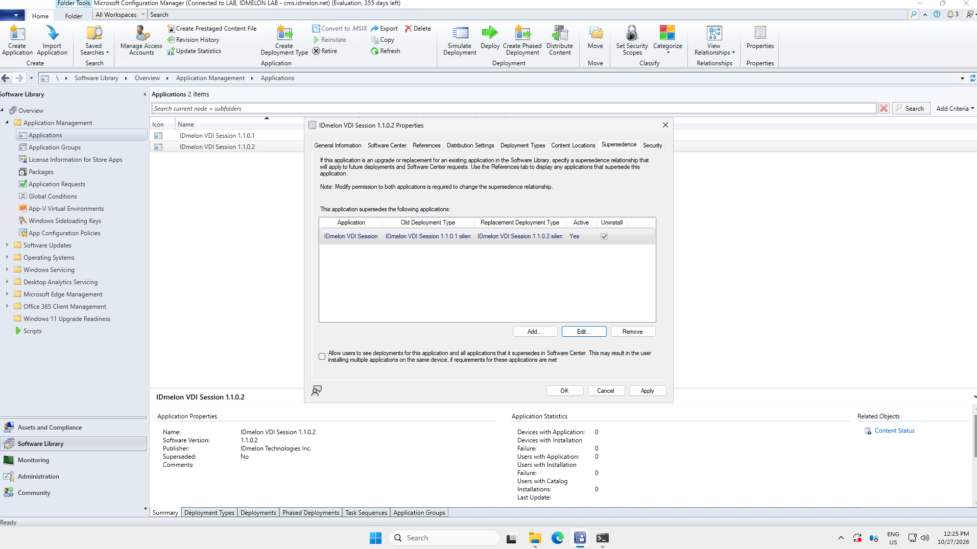 Supersedence with Uninstall checked