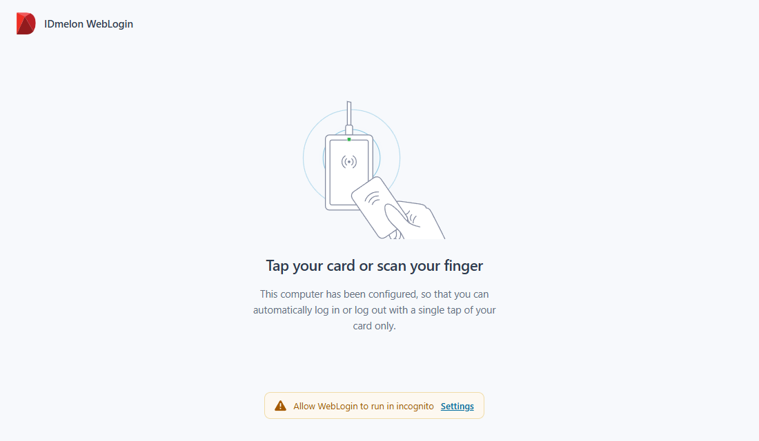 The pinned tap page when WebLogin isn&rsquo;t allowed in incognito
