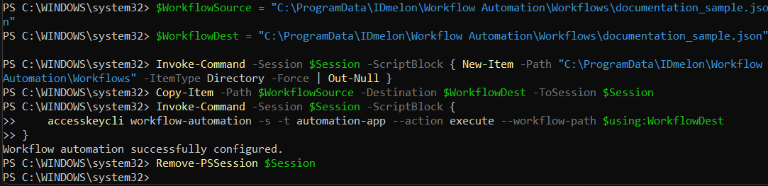 Register Automation Command PSR - server