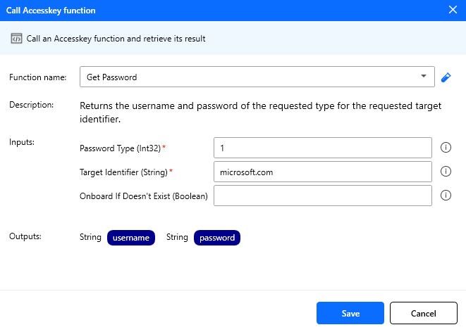 Call accesskey function action