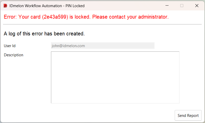 Report issue PIN locked