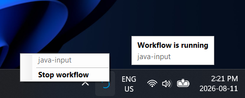 Workflow running indicator